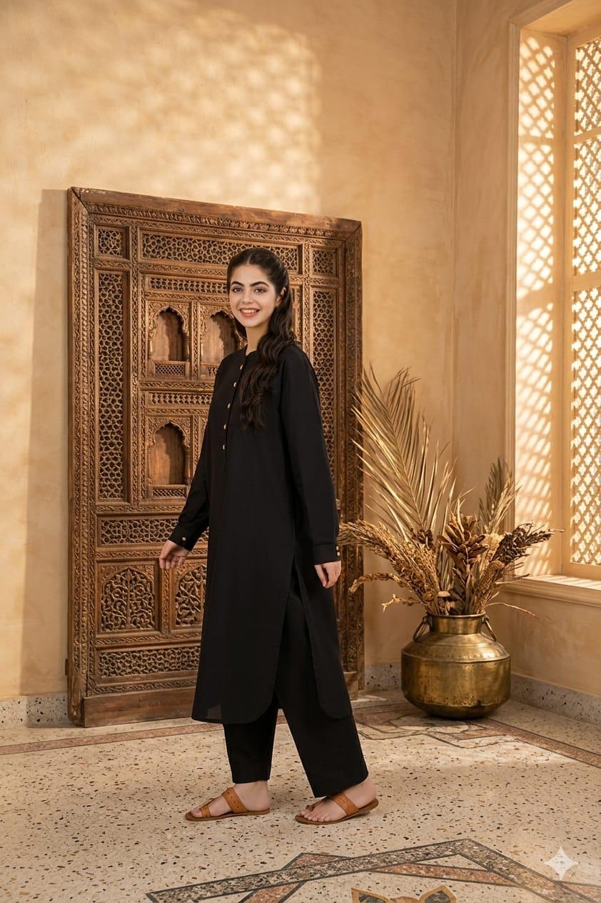 2PC Black Cotton