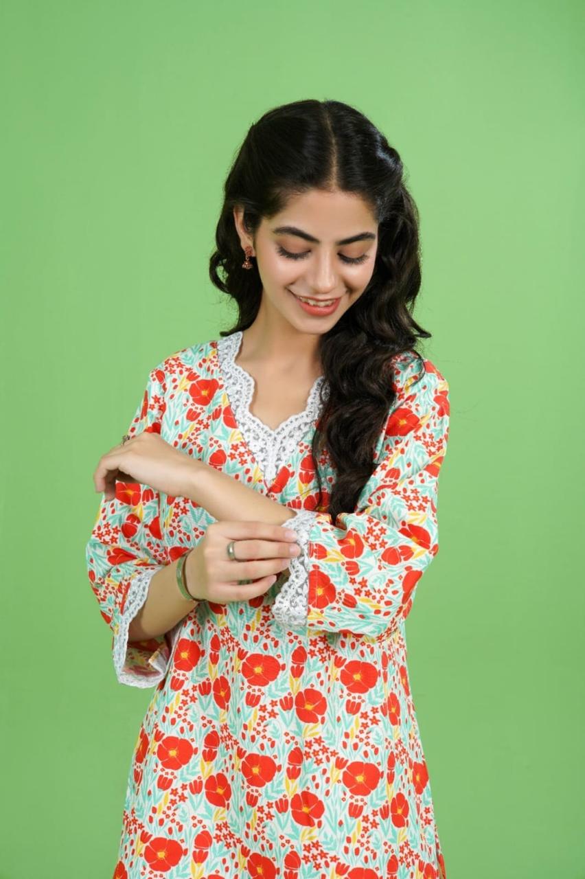 2PC Floral Print Lawn Cotton