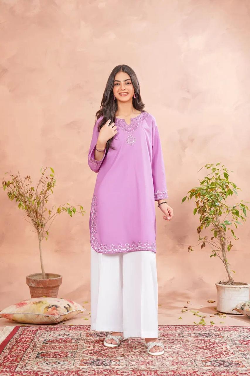 2PC Mouve Lavendar Embroided Lawn