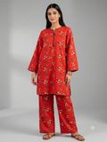 2PC Crimson Red Printed Lawn Dress
