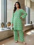 2PC Mint Green Chevron Lawn Dress