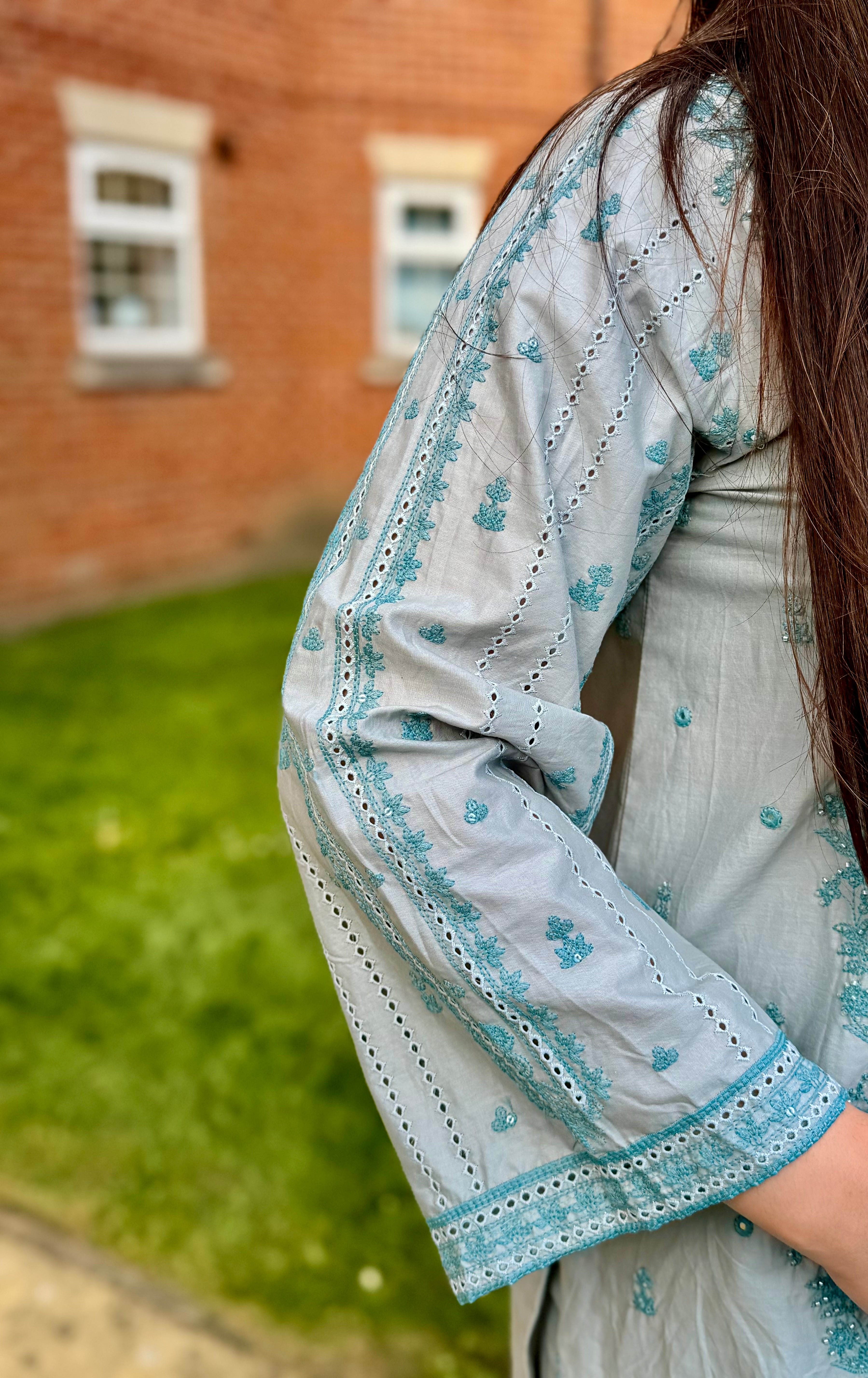 3PC Powder Blue Luxury Lawn