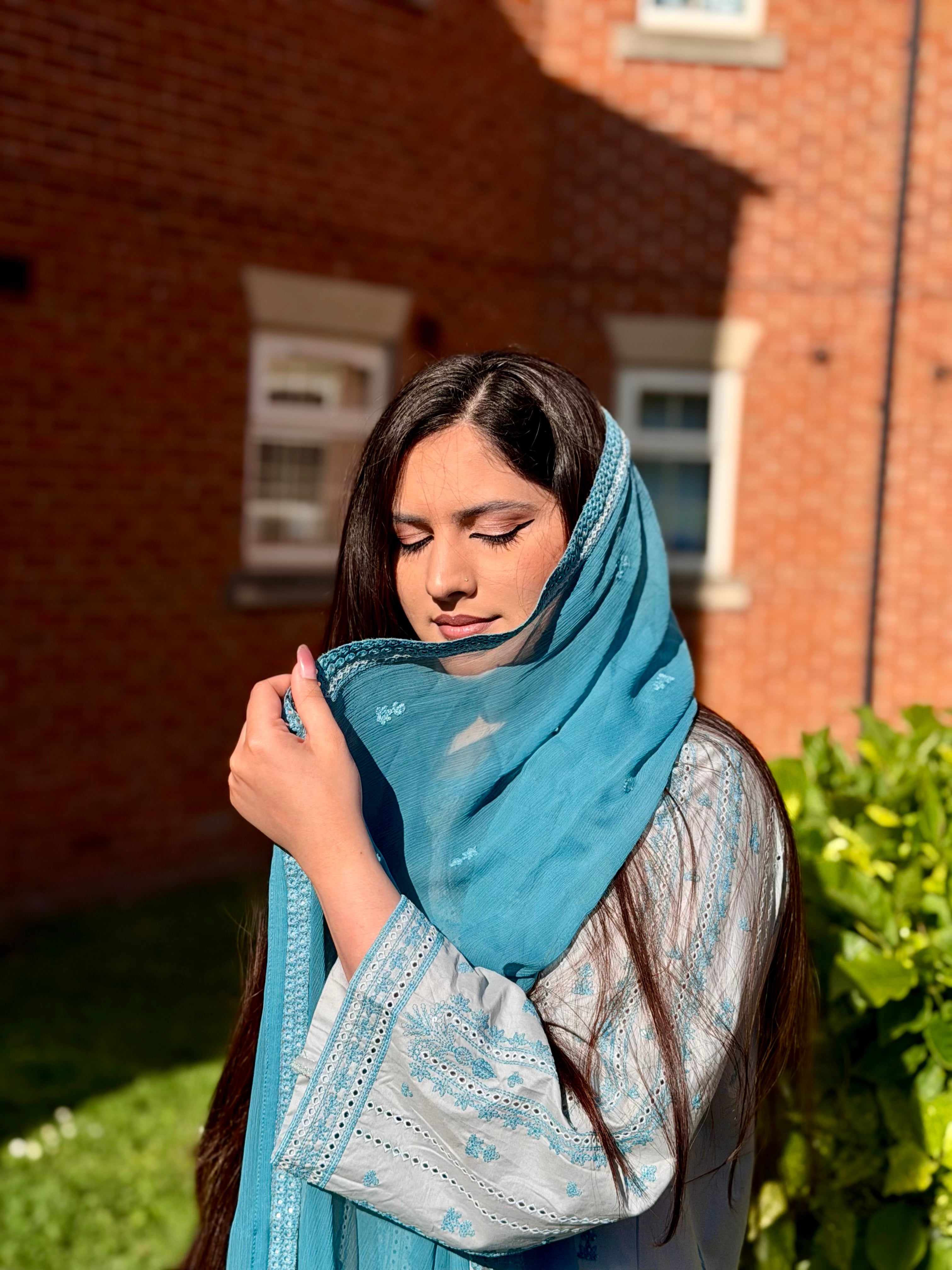 3PC Powder Blue Luxury Lawn