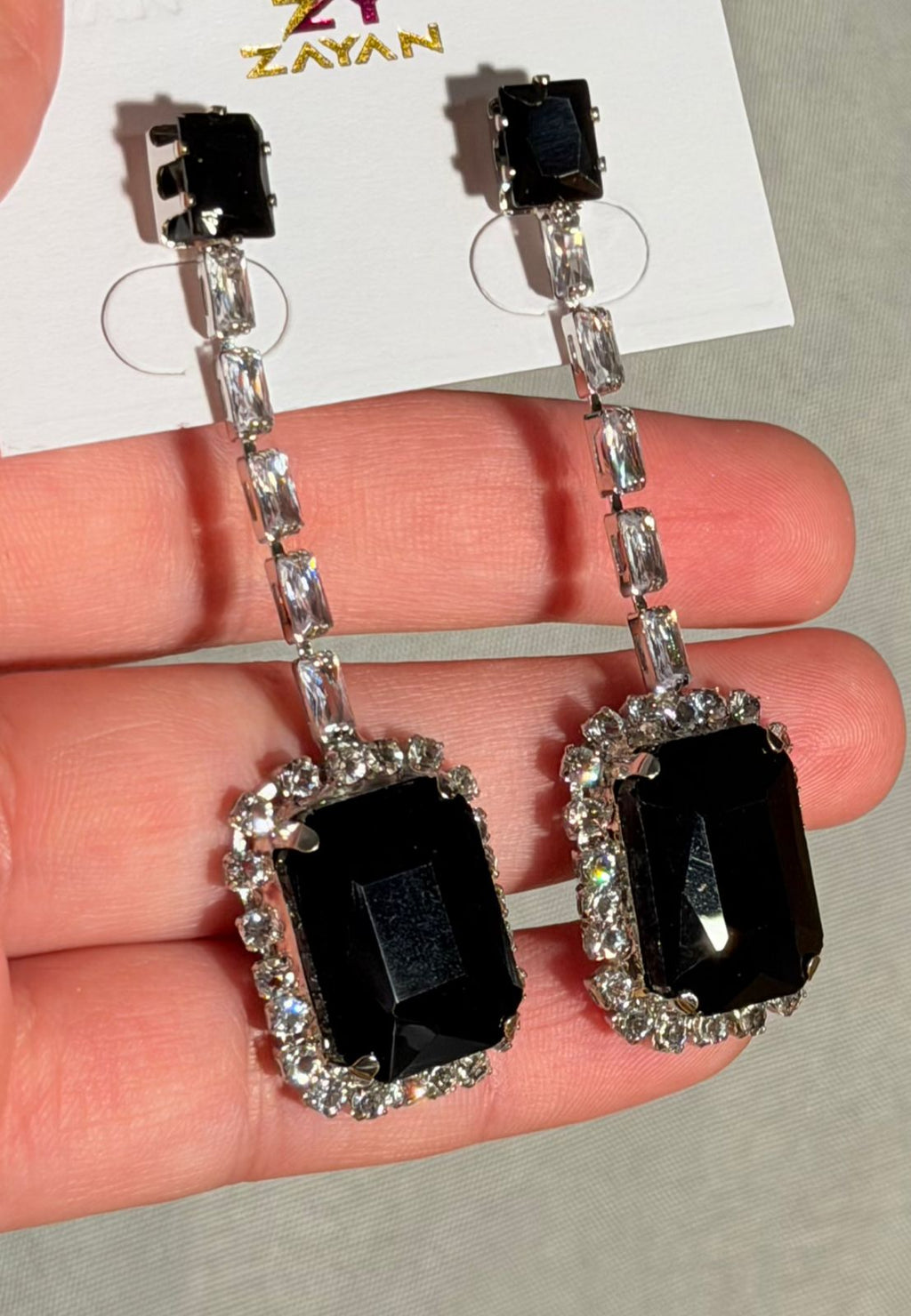 Midnight Emerald Cut Drop Earrings