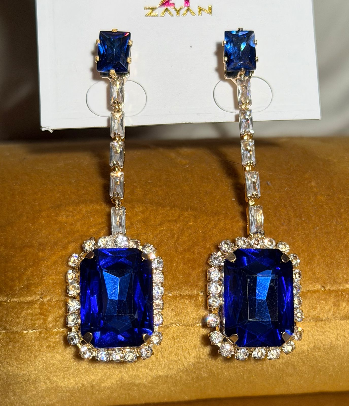 Midnight Emerald Cut Drop Earrings