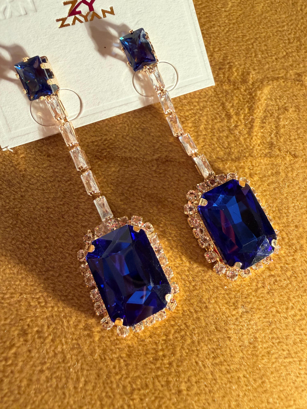 Midnight Emerald Cut Drop Earrings