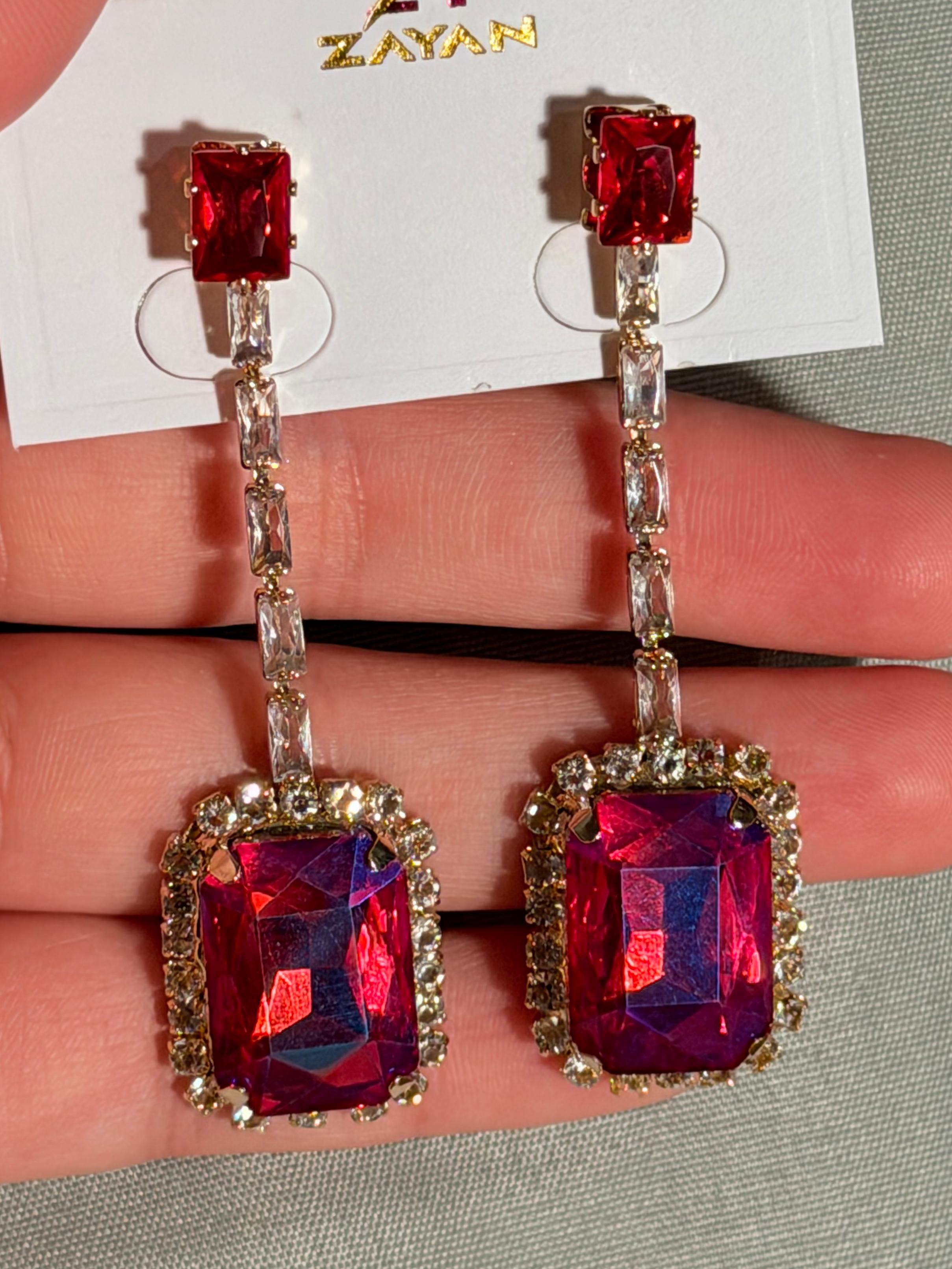 Midnight Emerald Cut Drop Earrings