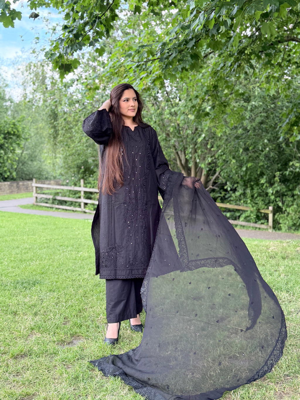 3PC Black Luxury Lawn