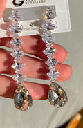 Faceted Onyx Teardrop Linear Earrings