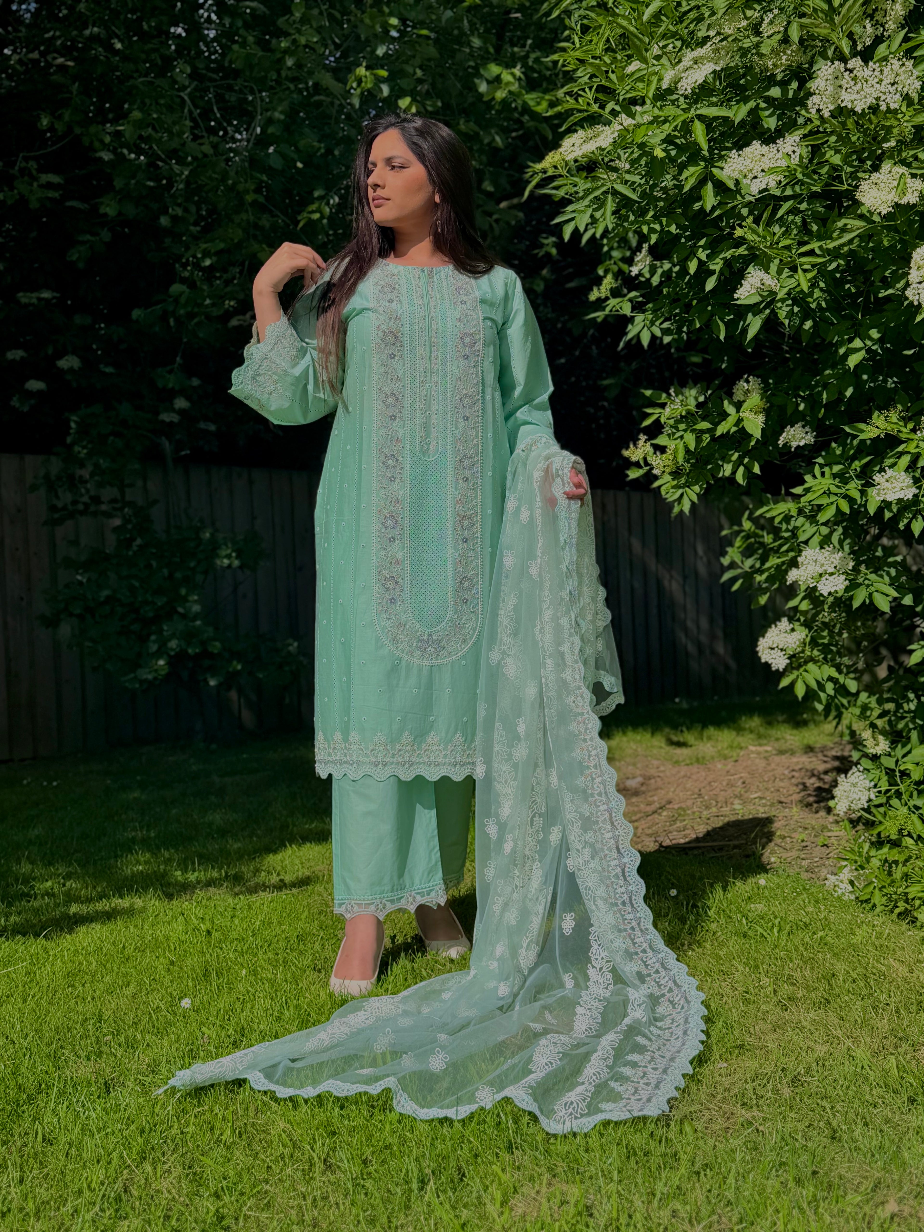 3PC Pastel Mint Green Luxury Lawn