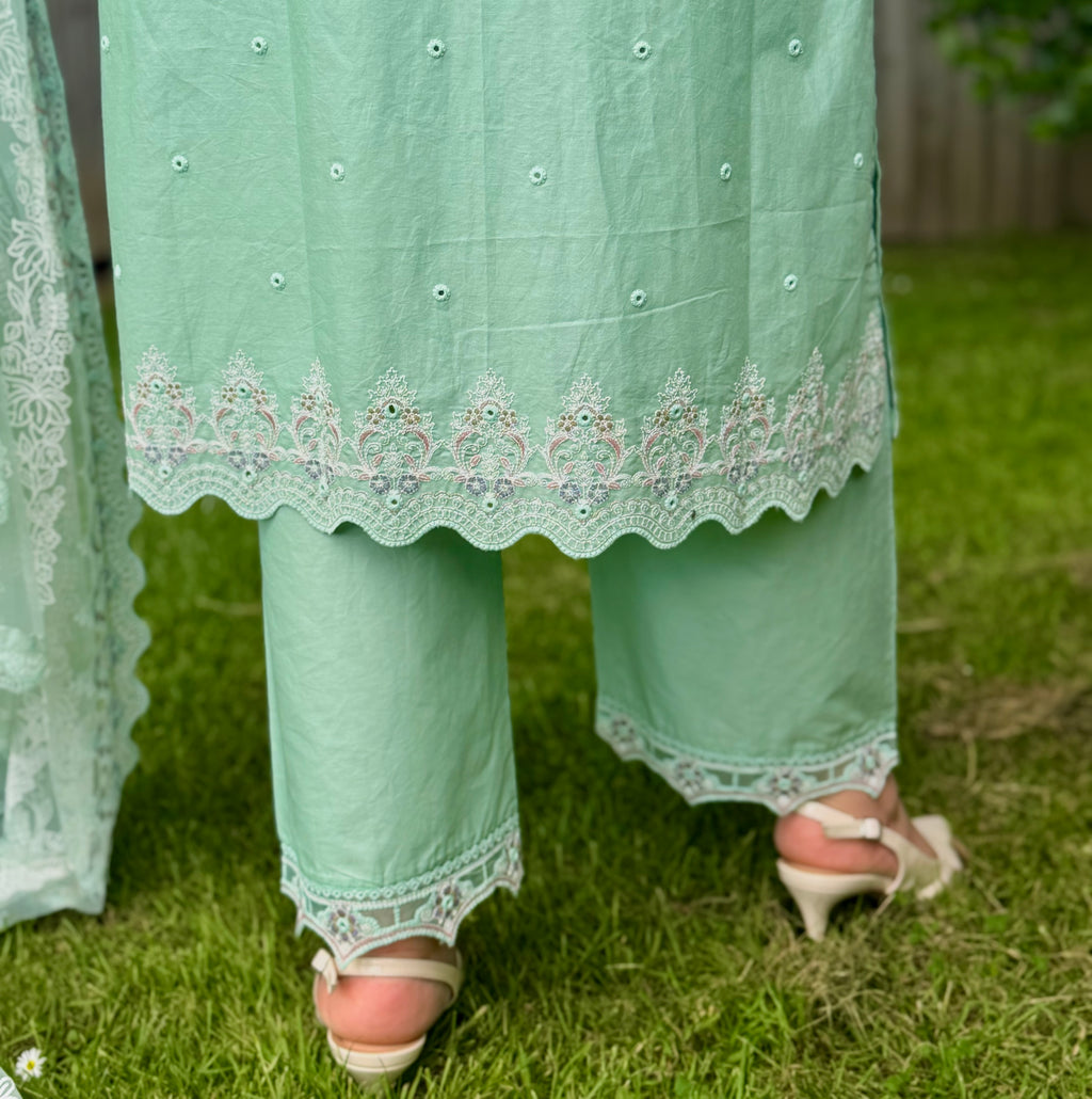 3PC Pastel Mint Green Luxury Lawn