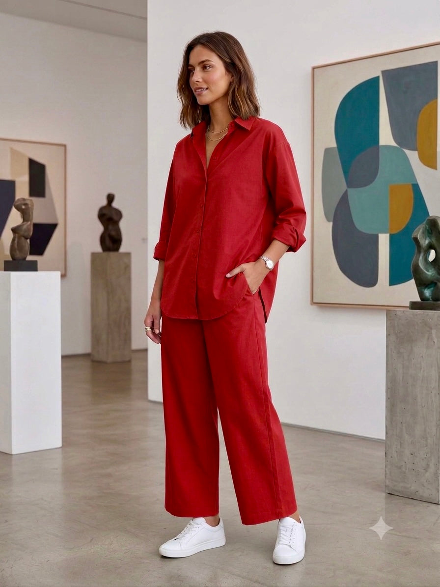 Co-ord  - Ruby Red - Lawn Cotton