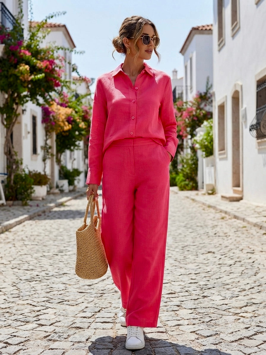 Co-ord Set - Fuchsia Pink - Premium Lawn Cotton