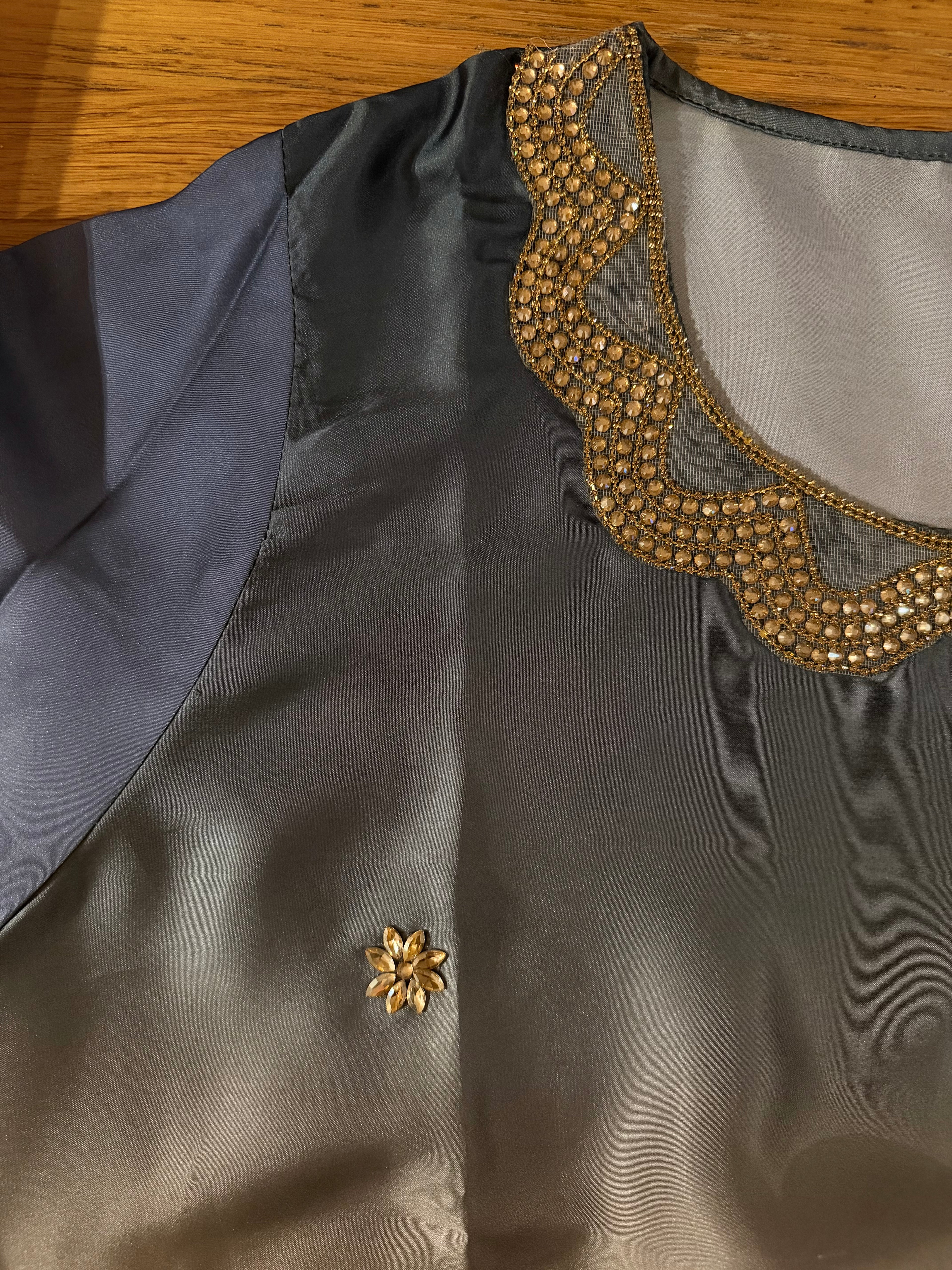 Kaftan Dress – Charcoal & Sunset Rust