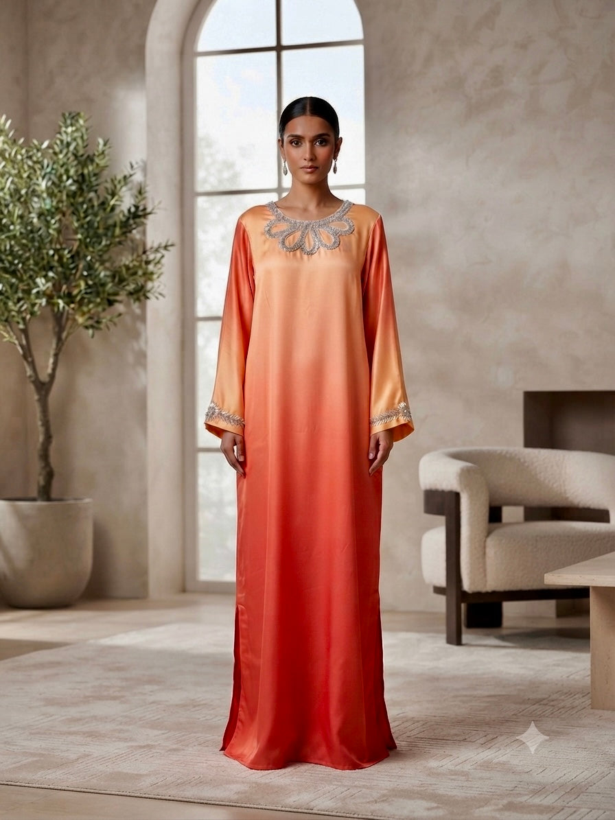 Fancy Kaftan Dress - Tequilla Sunrise
