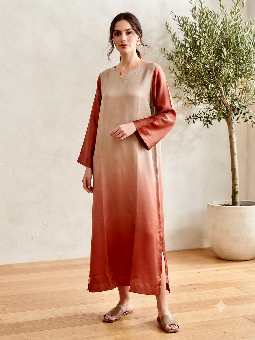 3PC Kaftan Dress - Copper Rust