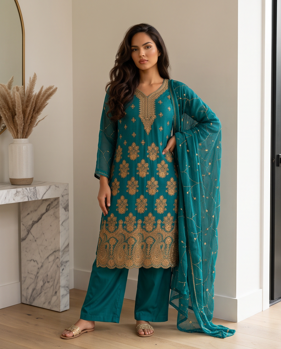 The Sea Green Chiffon Fancy Dress
