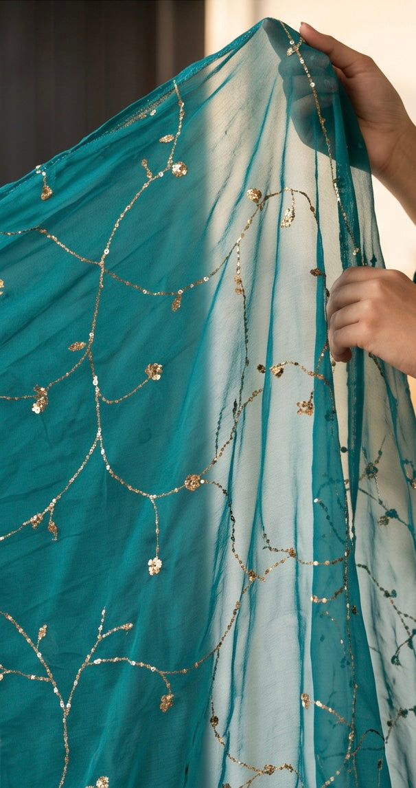 The Sea Green Chiffon Fancy Dress