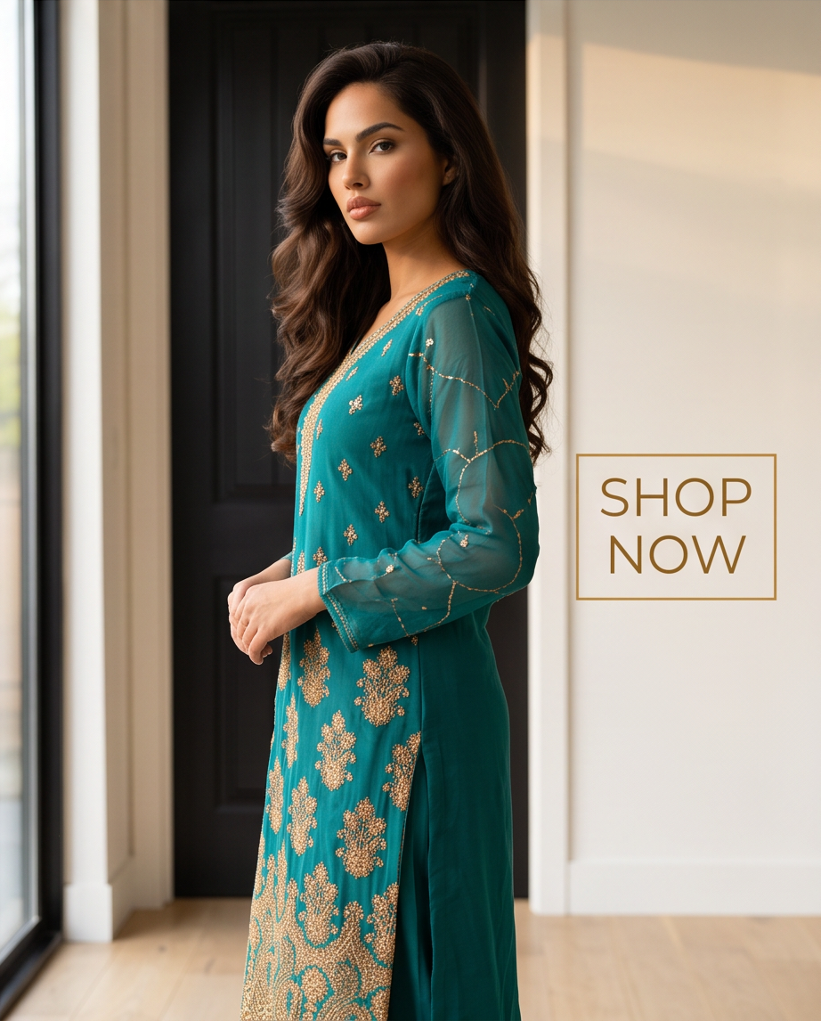 The Sea Green Chiffon Fancy Dress