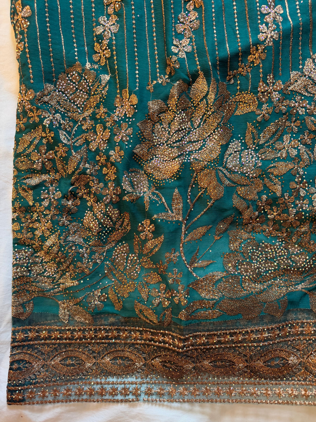 Sea Green Tila Work 3-Piece Fancy Dress