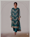 Sea Green Heavy Sequin & Stonework 3-Piece Net Dress
