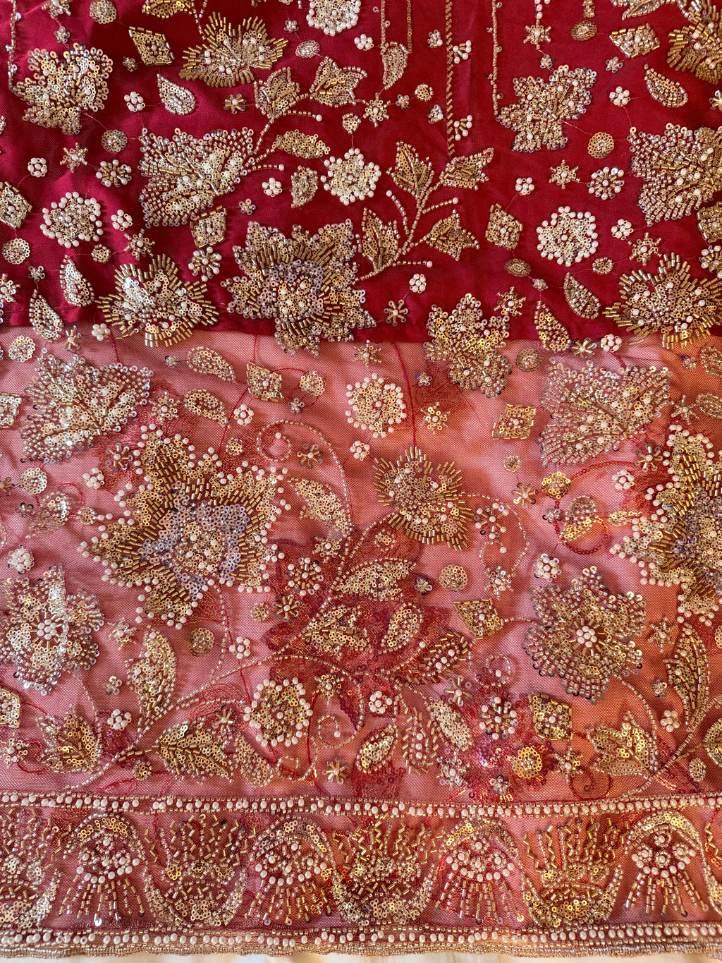 Crimson Red Net Stonework & Sequin work dress