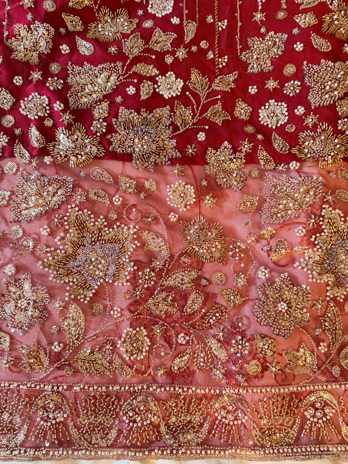 Crimson Red Net Stonework & Sequin work dress