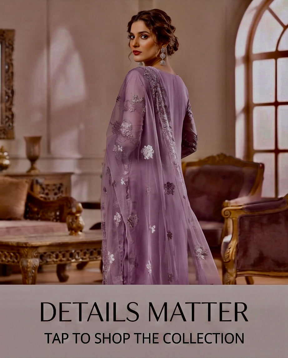 Mauve Lavendar Stonework & Sequin work Dress