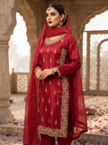 The Red Silk Fancy Dress with loose Plazzo