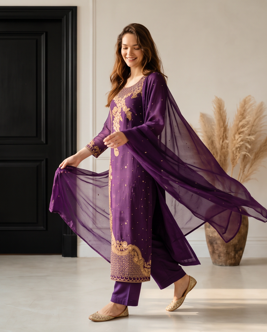Royal Purple 3-Piece Fancy Dress