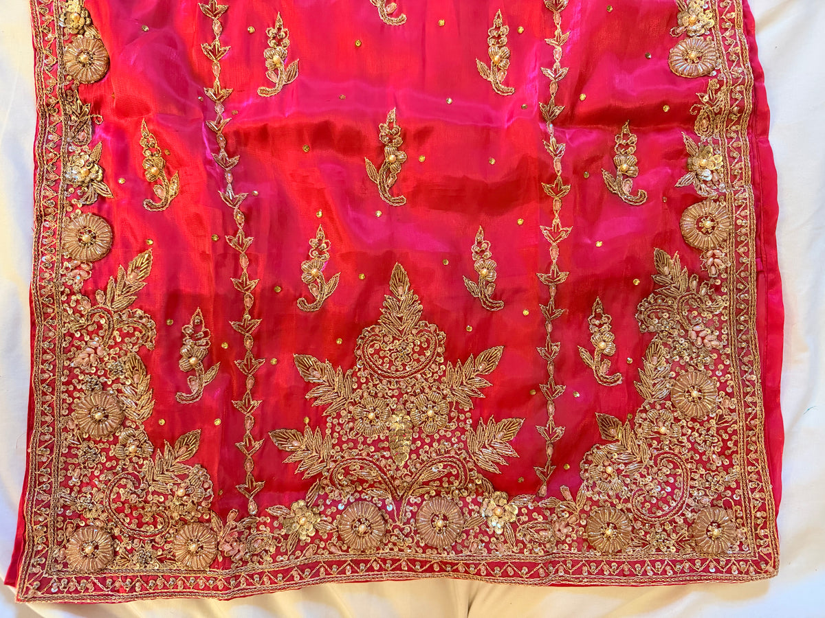 Magenta Pink Silk 3-Piece Fancy Dress