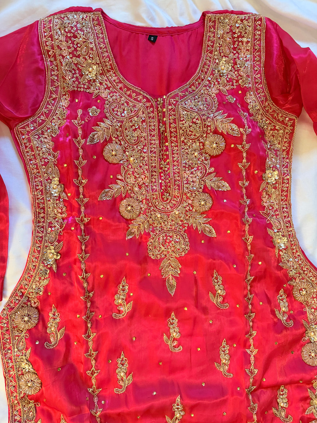 Magenta Pink Silk 3-Piece Fancy Dress
