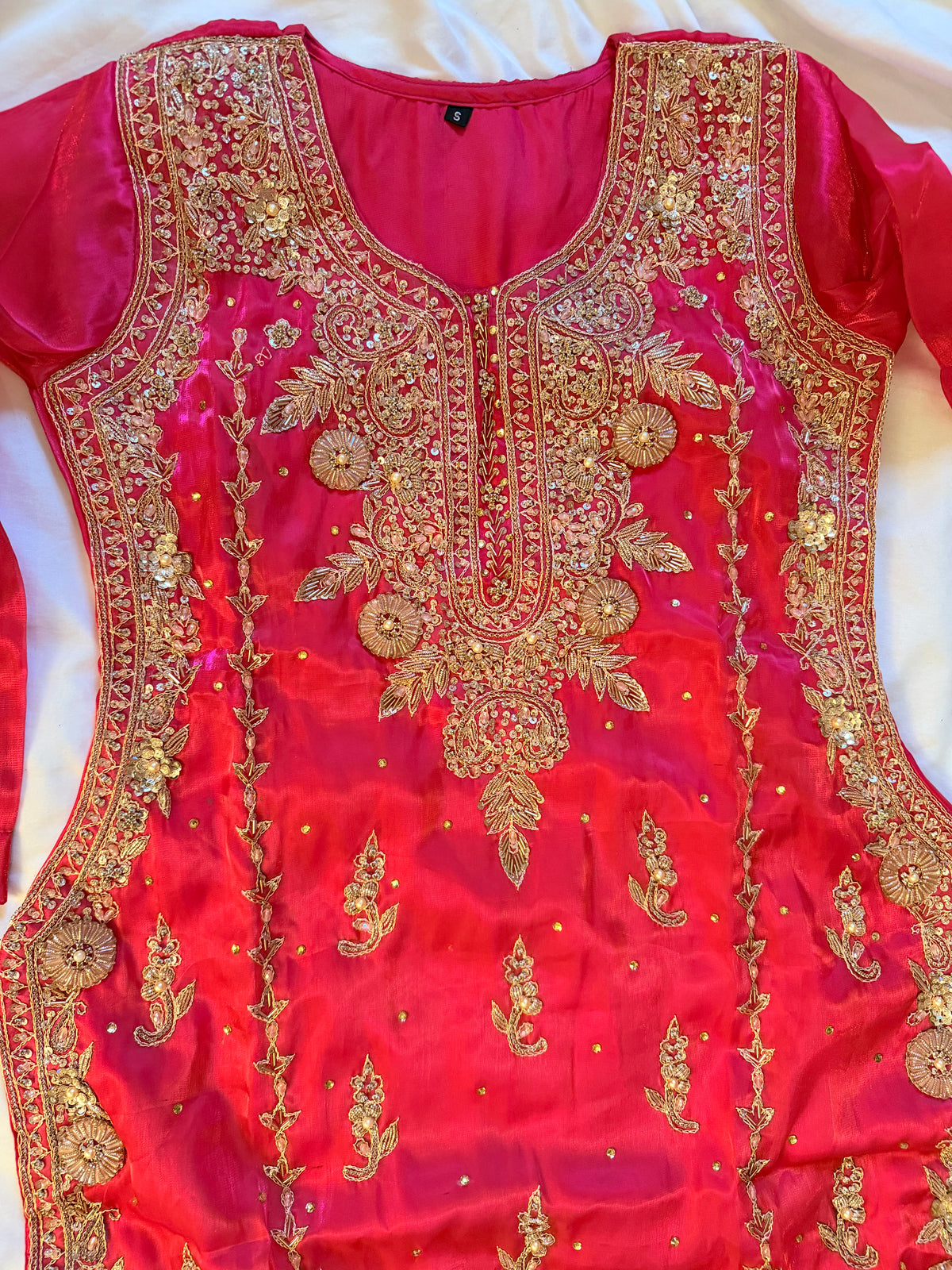 Magenta Pink Silk 3-Piece Fancy Dress