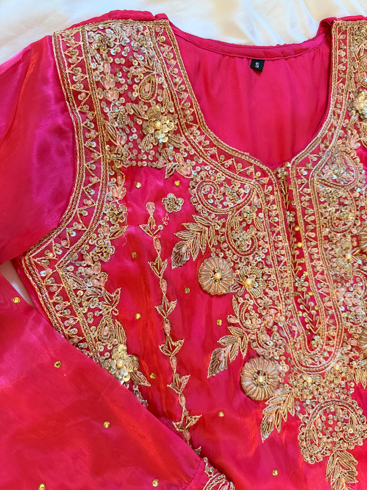 Magenta Pink Silk 3-Piece Fancy Dress