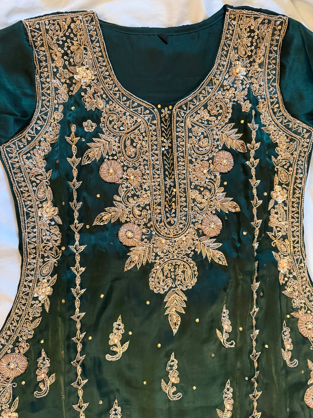 Forest Green Silk 3-Piece Fancy Dress