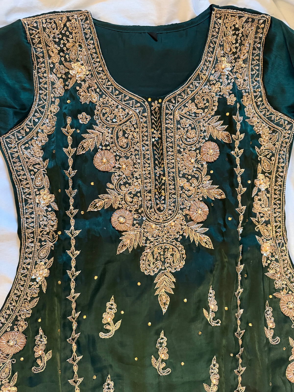 Forest Green Silk 3-Piece Fancy Dress