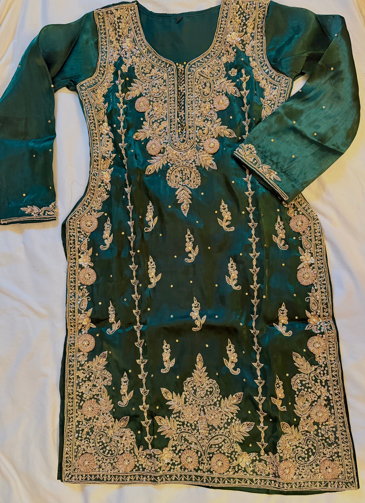 Forest Green Silk 3-Piece Fancy Dress