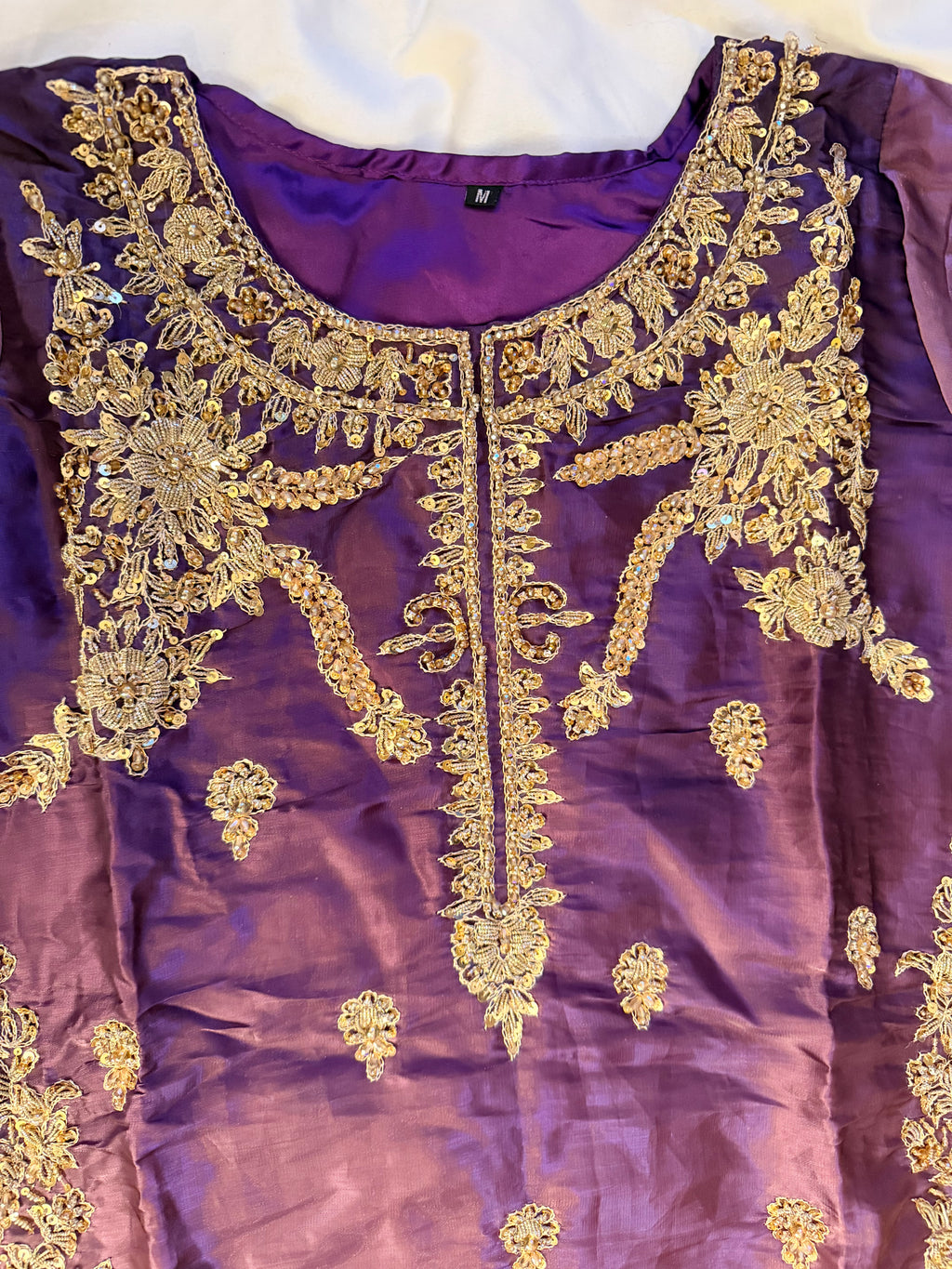 Purple & Peach Double-Shaded Silk Fancy Dress