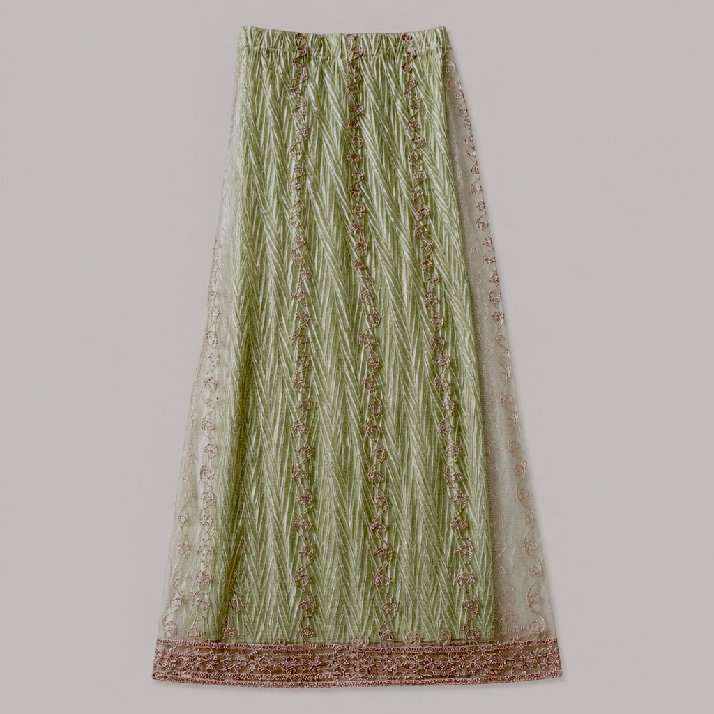Pistachio Green Heavy Work Short Frock with Sharara & Dupatta