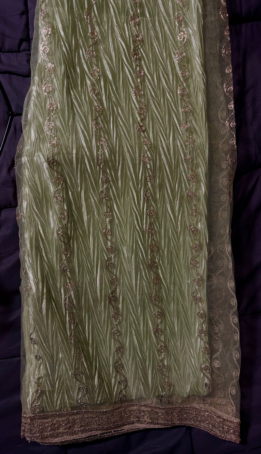 Pistachio Green Heavy Work Short Frock with Sharara & Dupatta