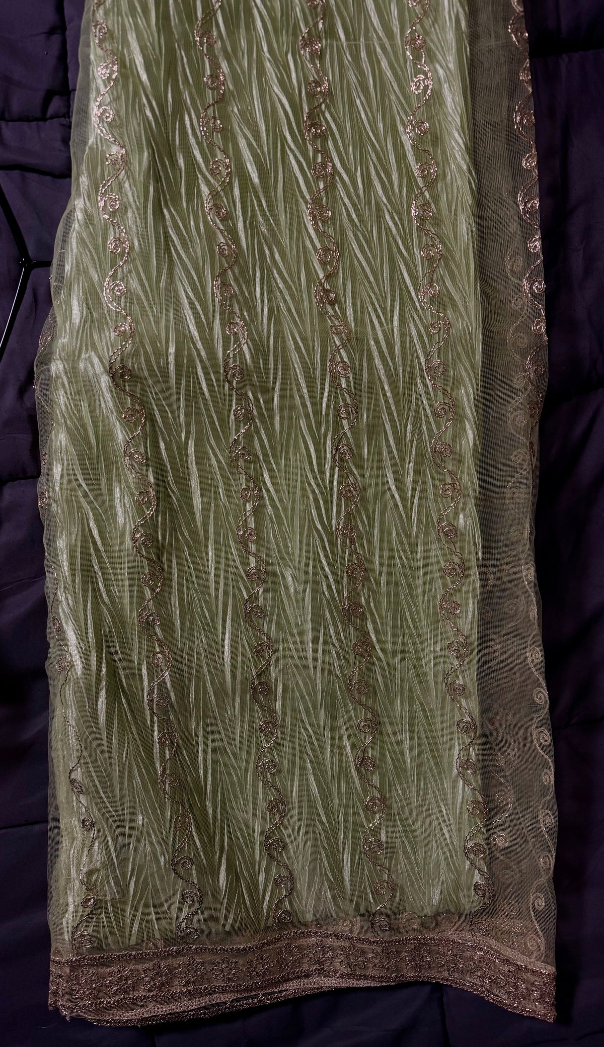 Pistachio Green Heavy Work Short Frock with Sharara & Dupatta