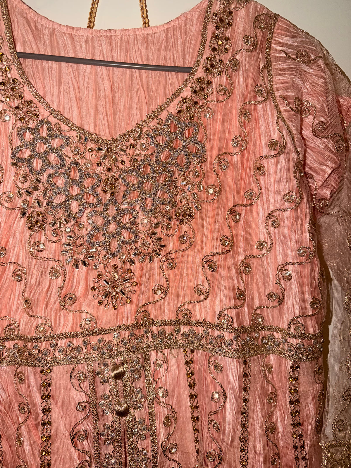 Blush Pink Embellished Silk Peplum Frock & Sharara Set