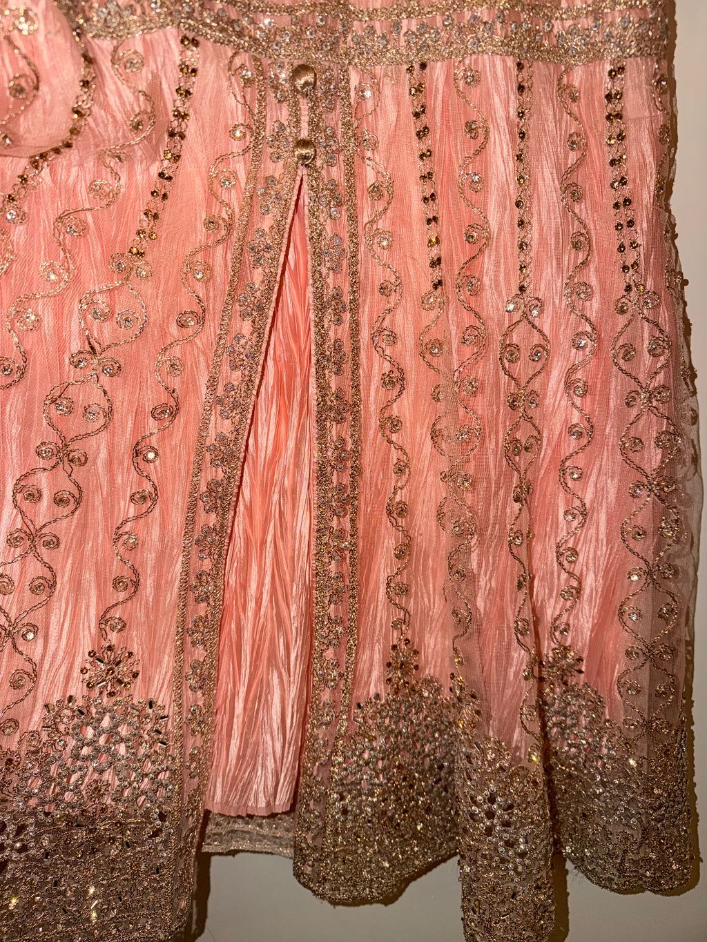 Blush Pink Embellished Silk Peplum Frock & Sharara Set