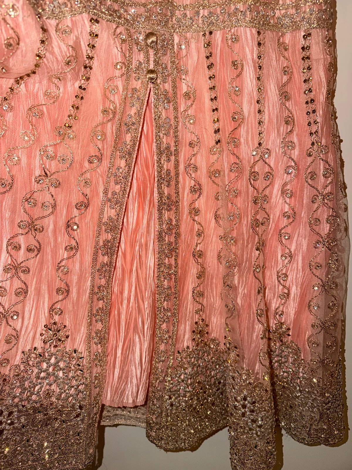 Blush Pink Embellished Silk Peplum Frock & Sharara Set