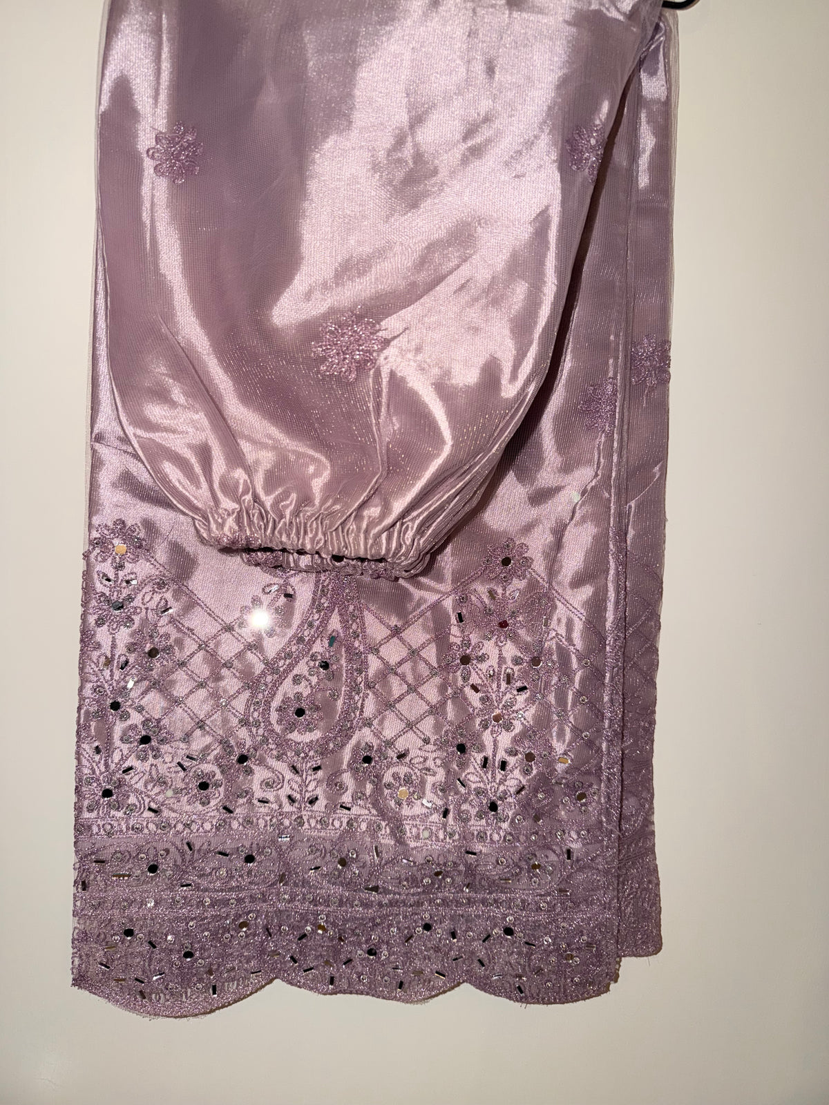 Lilac Lavender Embellished Net Peplum Frock & Sharara Set