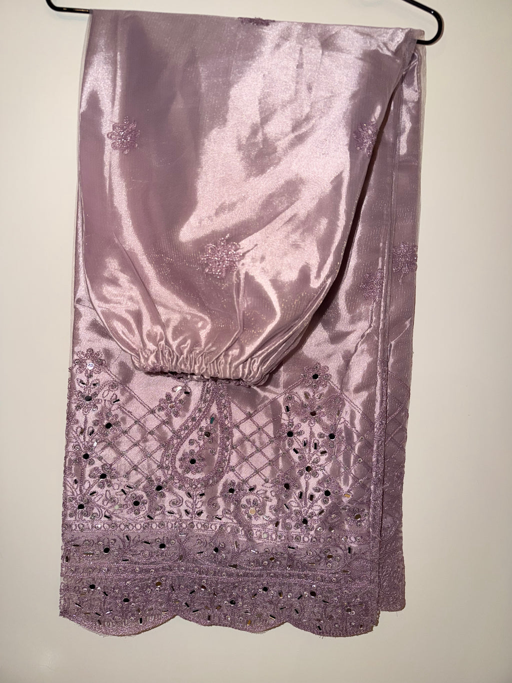 Lilac Lavender Embellished Net Peplum Frock & Sharara Set