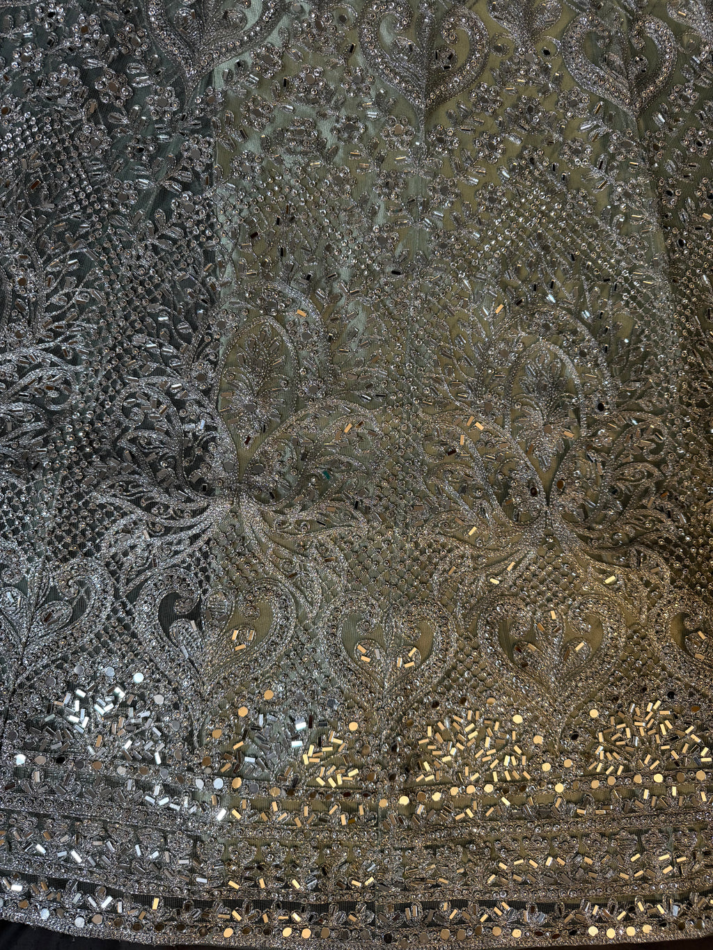 Silver Ice Heavy Sequined Open-Front Maxi Gown Set