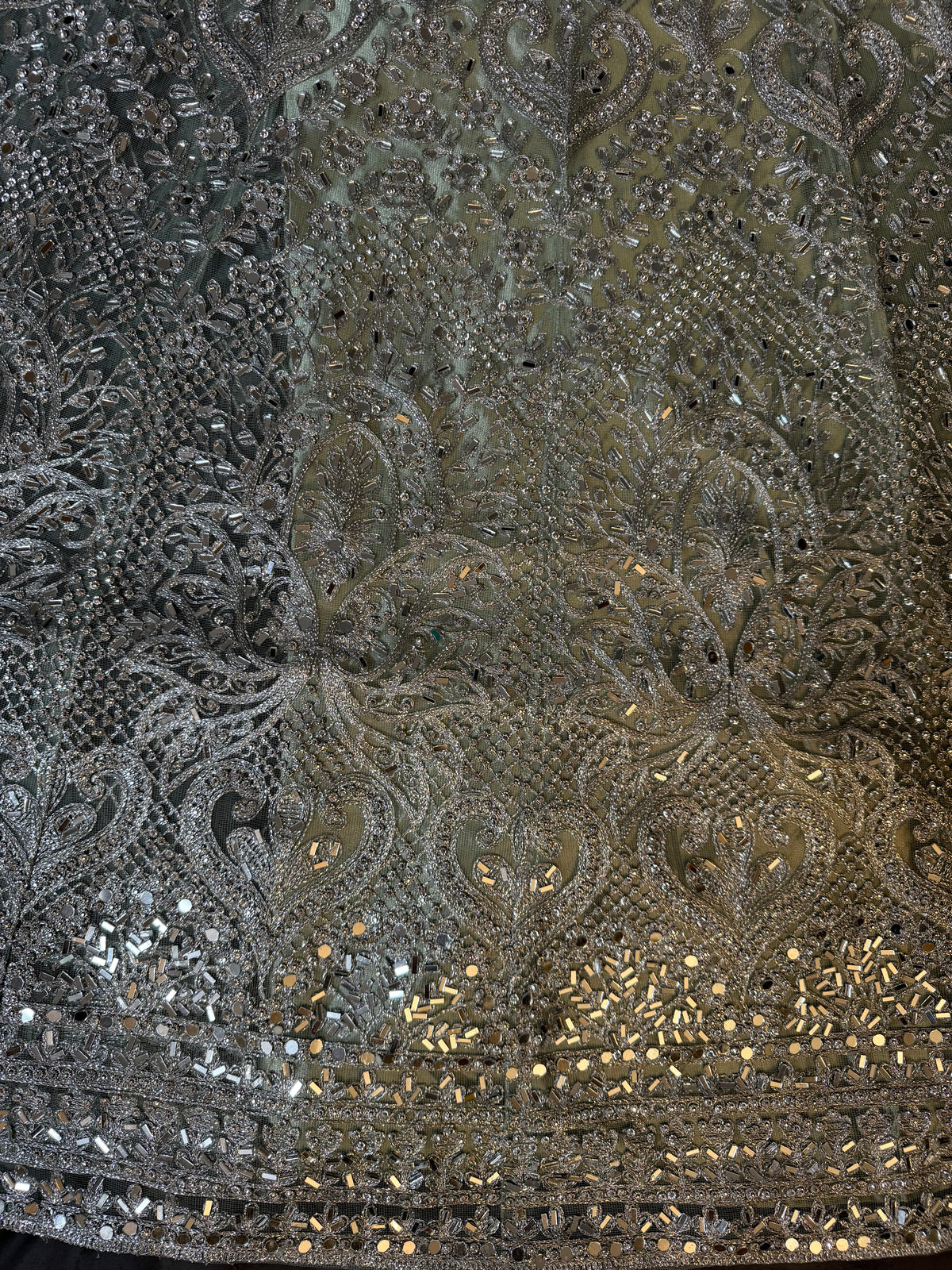 Silver Ice Heavy Sequined Open-Front Maxi Gown Set
