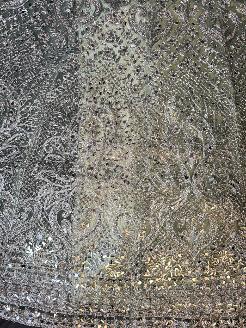 Silver Ice Heavy Sequined Open-Front Maxi Gown Set