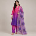 Magenta & Royal Purple Ombré Raw Silk Kurta Se